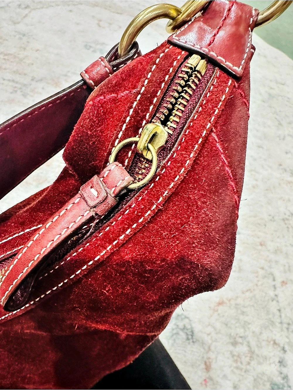 Y2K Coach Soho Suede Hobo Red Shoulder Bag - Picture 7 of 9